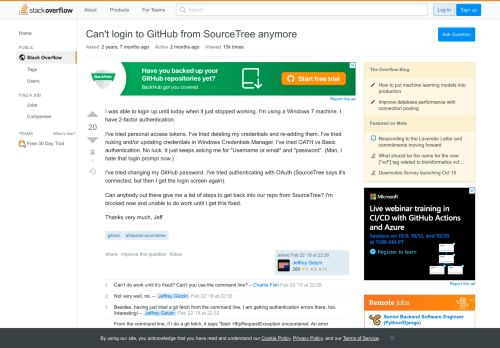 
                            12. Can't login to GitHub from SourceTree anymore - Stack Overflow