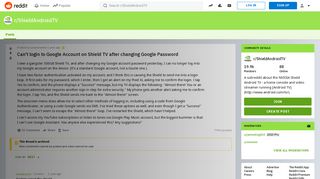 
                            2. Can't login to Google Account on Shield TV after changing Google ...