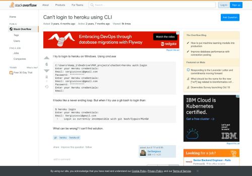 
                            2. Can't login to heroku using CLI - Stack Overflow