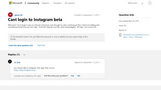 
                            11. Cant login to Instagram beta - Microsoft Community