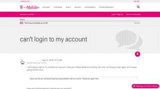 
                            2. can't login to my account | T-Mobile Support