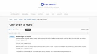 
                            10. Can't Login to mysql | Virtualmin