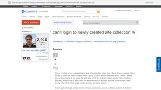 
                            1. can't login to newly created site collection - Microsoft