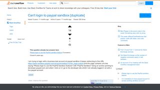 
                            11. Can't login to paypal sandbox - Stack Overflow