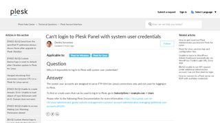 
                            9. Can't login to Plesk Panel with system user credentials – Plesk Help ...