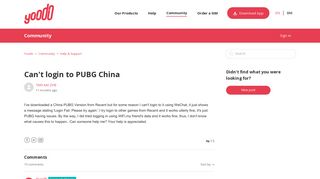 
                            9. Can't login to PUBG China – Yoodo