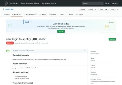 
                            9. cant login to spotify (404) · Issue #282 · jaedb/Iris · GitHub