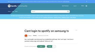 
                            2. Cant login to spotify on samsung tv - The Spotify Community