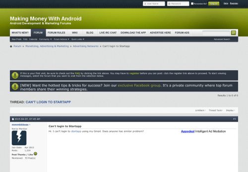 
                            6. Can't login to Startapp - Making Money With Android Forums