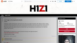 
                            6. Can't login to the daybreak website : h1z1 - Reddit