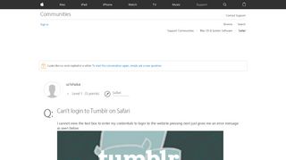 
                            10. Can't login to Tumblr on Safari - Apple Community - Apple Support ...