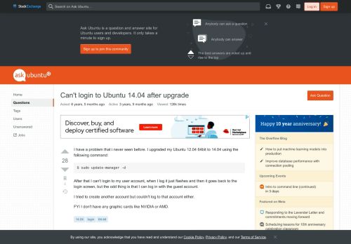 
                            1. Can't login to Ubuntu 14.04 after upgrade - Ask Ubuntu