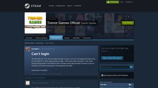 
                            12. Can't login :: Tremor Games Official - Steam Community