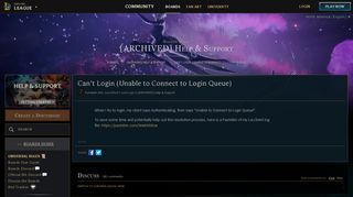 
                            1. Can't Login (Unable to Connect to Login Queue) - League of Legends ...