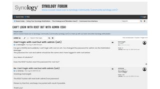 
                            6. Can't login with root but with admin (ssh) - Synology Forum