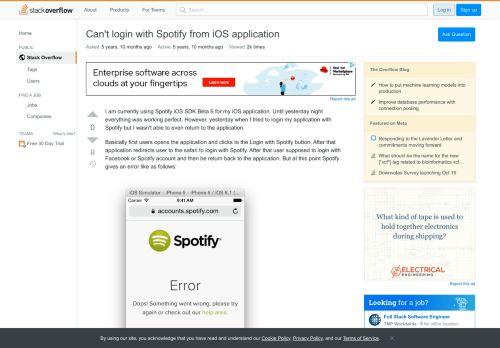 
                            9. Can't login with Spotify from iOS application - Stack Overflow