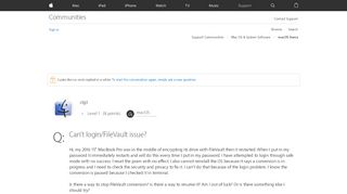
                            1. Can't login/FileVault issue? - Apple Community