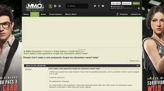 
                            10. Can't make a new password, forgot my characters name? help? - MMO ...