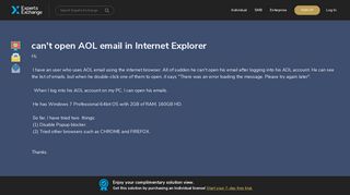 
                            10. can't open AOL email in Internet Explorer - Experts Exchange