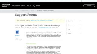 
                            6. Can't open pinterest from firefox. Started a week ago. - Mozilla Support