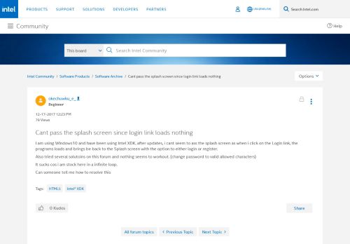 
                            4. Cant pass the splash screen since login link loads nothing - Intel ...