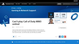 
                            10. Can't play Call of Duty MW3 online! - PlayStation Forum