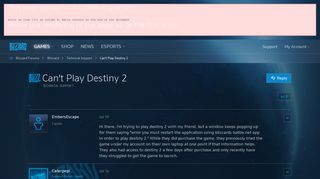 
                            1. Can't Play Destiny 2 - Blizzard Forums