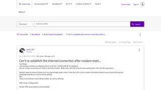 
                            4. Can't re-establish the internet connection after m... - BT Community