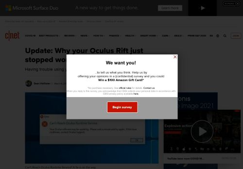 
                            11. Can't reach Oculus Runtime Service? How to fix your Rift - CNET