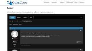 
                            12. Can't register or login – Support – Curecoin.net Forum