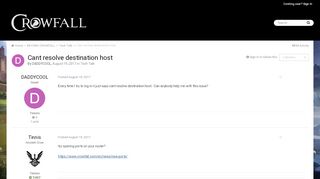 
                            1. Cant resolve destination host - Tech Talk - Crowfall Community