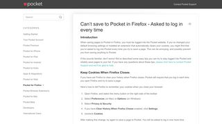 
                            8. Can't save to Pocket in Firefox - Asked to log in every time - Pocket ...