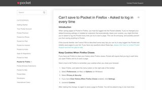 
                            11. Can't save to Pocket in Firefox - Asked to log in every time - ...