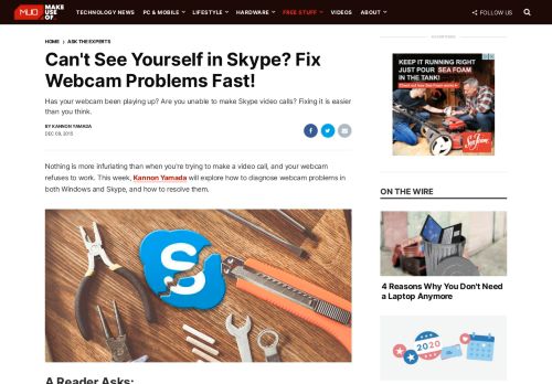 
                            7. Can't See Yourself in Skype? Fix Webcam Problems Fast! - MakeUseOf