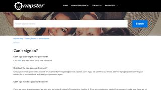 
                            11. Can't sign in? – Napster Help