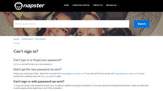 
                            5. Can't sign in? – Napster