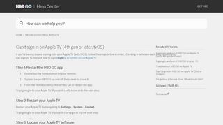 
                            12. Can't sign in on Apple TV (4th gen or later, tvOS) – HBO GO