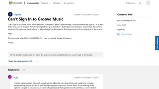 
                            1. Can't Sign In to Groove Music - Microsoft Community