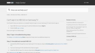 
                            11. Can't sign in to HBO GO on Samsung TV – HBO GO