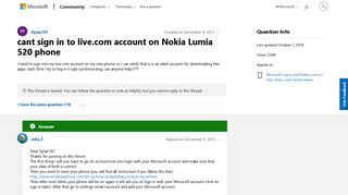 
                            2. cant sign in to live.com account on Nokia Lumia 520 phone ...