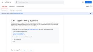 
                            9. Can't sign in to my account - AdMob Help - Google Support