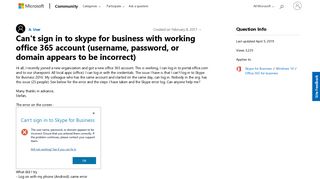 
                            2. Can't sign in to skype for business with working office 365 ...