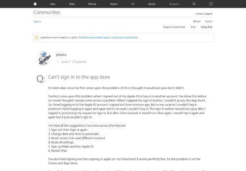 
                            2. Can't sign in to the app store - Apple Community