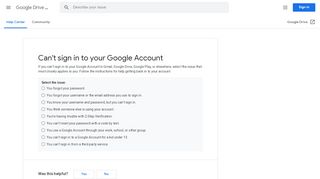 
                            1. Can't sign in to your Google Account - Google Drive Help