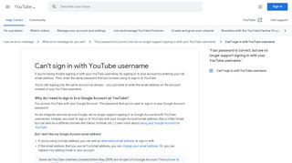 
                            5. Can't sign in with YouTube username - Google Support