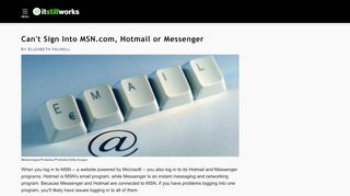 
                            13. Can't Sign Into MSN.com, Hotmail or Messenger | It Still Works