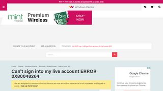
                            5. Can't sign into my live account ERROR 0X80048264 - Windows Central ...