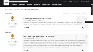 
                            5. Can't Sign into Sirius XM Account - Bose Community