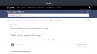 
                            1. Can't sign into xperia lounge - Support forum