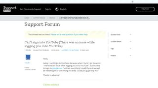 
                            8. Can't sign into YouTube (There was an issue while logging you in to ...